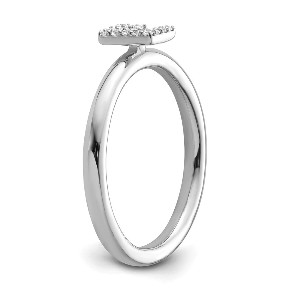 14K Weißgold Stapelbar Diamant Initiale E Größe 7 Ring
