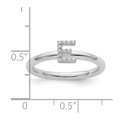 14K Weißgold Stapelbar Diamant Initiale E Größe 7 Ring