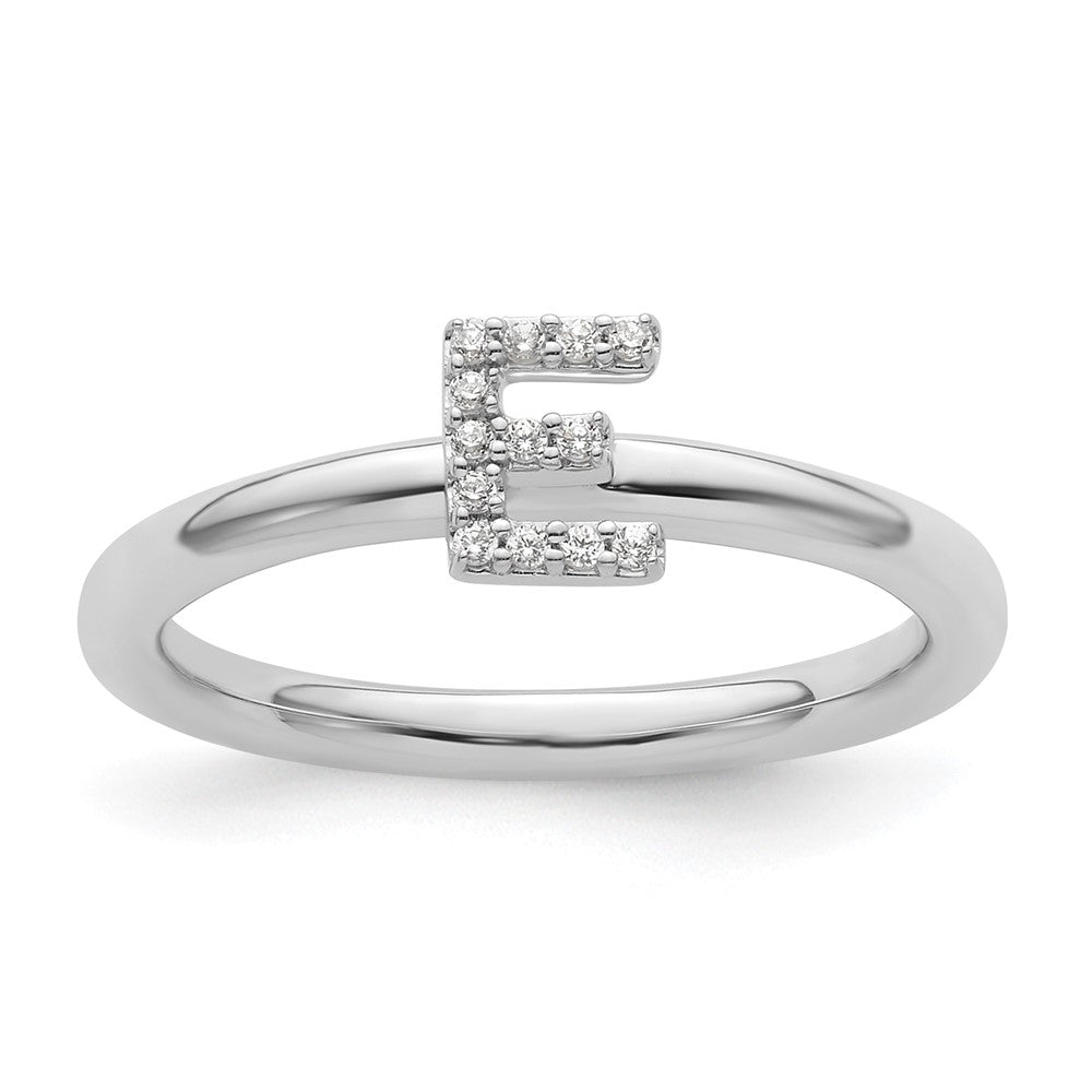 14K Weißgold Stapelbar Diamant Initiale E Größe 7 Ring