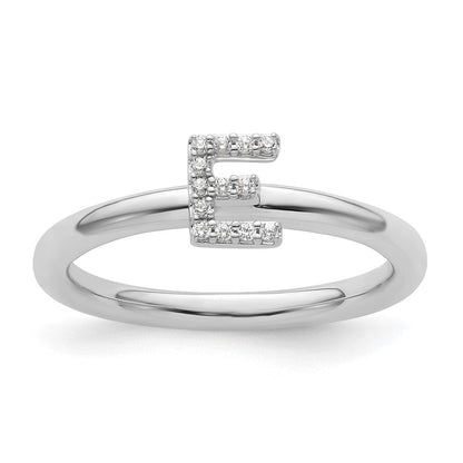 14K Weißgold Stapelbar Diamant Initiale E Größe 7 Ring