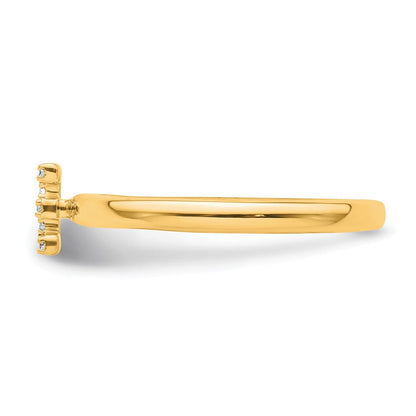 14K Gelbgold Stapelbar Diamant Initiale E Größe 7 Ring