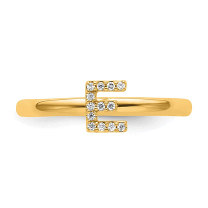 14K Gelbgold Stapelbar Diamant Initiale E Größe 7 Ring