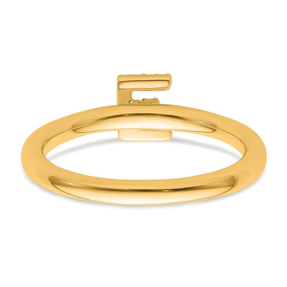 14K Gelbgold Stapelbar Diamant Initiale E Größe 7 Ring