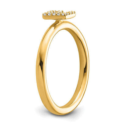 14K Gelbgold Stapelbar Diamant Initiale E Größe 7 Ring