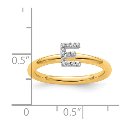 14K Gelbgold Stapelbar Diamant Initiale E Größe 7 Ring