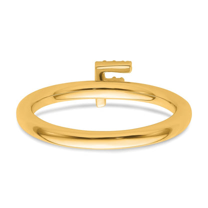 14K Gelbgold Stapelbar Diamant Initiale F Größe 7 Ring