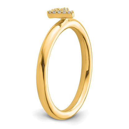14K Gelbgold Stapelbar Diamant Initiale F Größe 7 Ring