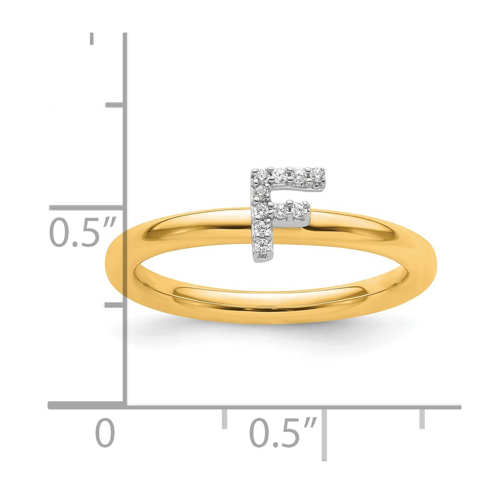 14K Gelbgold Stapelbar Diamant Initiale F Größe 7 Ring