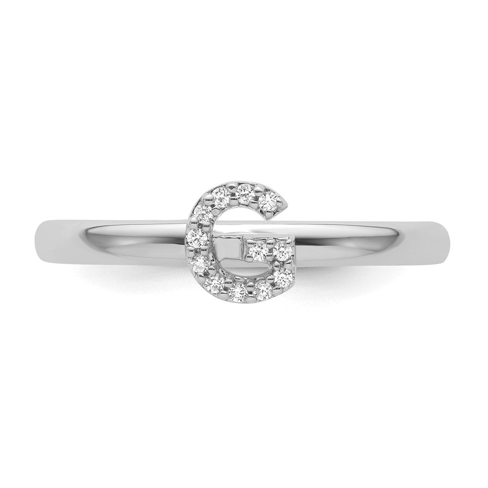 14K Weißgold Stapelbar Diamant Initiale G Größe 7 Ring