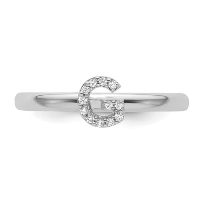 14K Weißgold Stapelbar Diamant Initiale G Größe 7 Ring