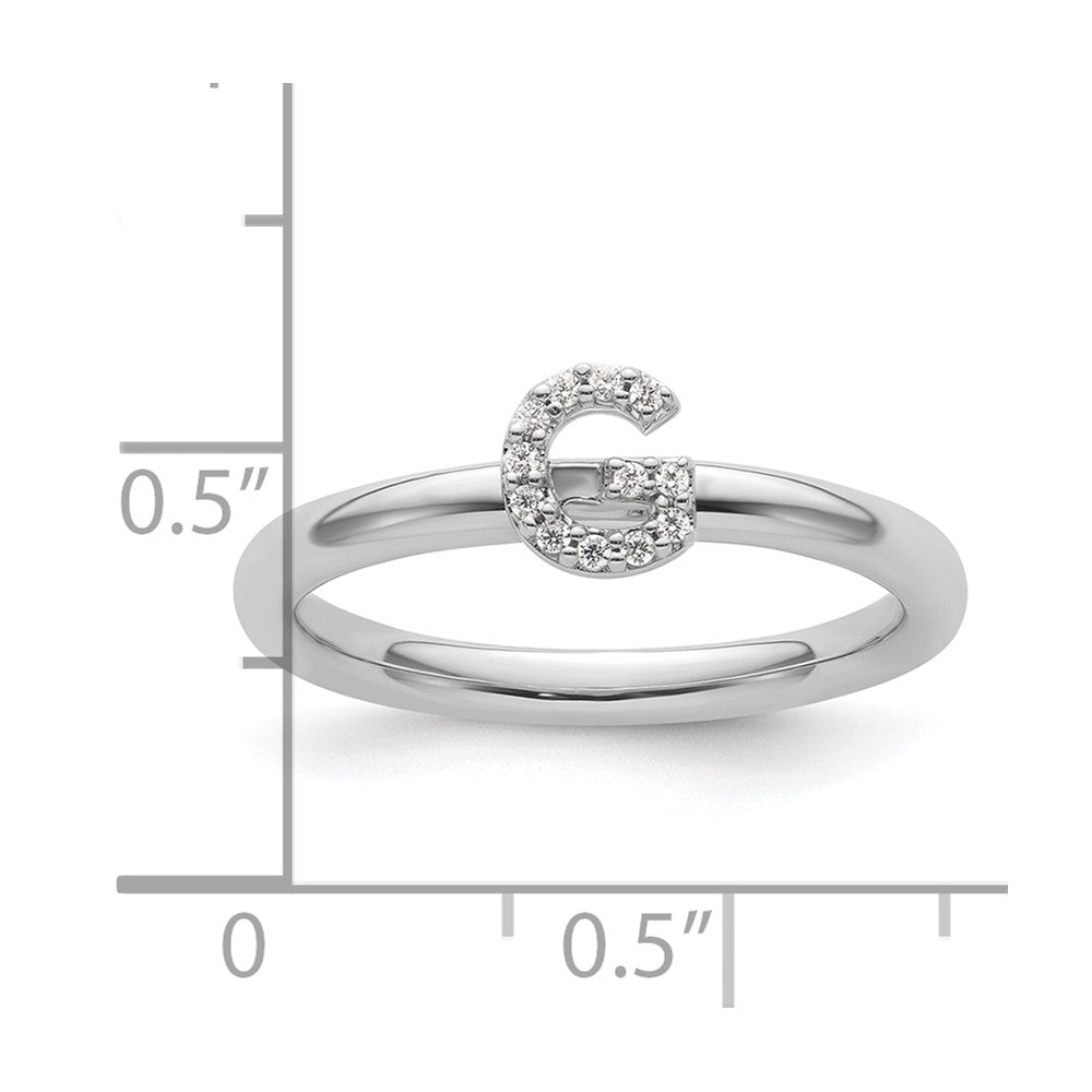 14K Weißgold Stapelbar Diamant Initiale G Größe 7 Ring