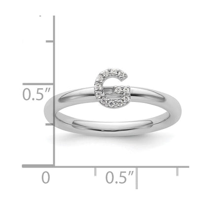 14K Weißgold Stapelbar Diamant Initiale G Größe 7 Ring