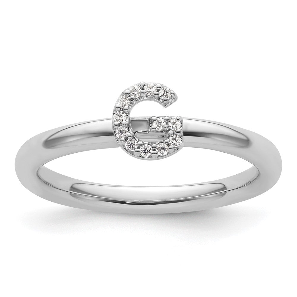 14K Weißgold Stapelbar Diamant Initiale G Größe 7 Ring