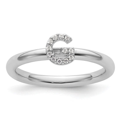 14K Weißgold Stapelbar Diamant Initiale G Größe 7 Ring