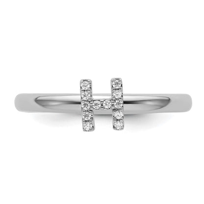 14K Weißgold Stapelbar Diamant Initiale H Größe 7 Ring