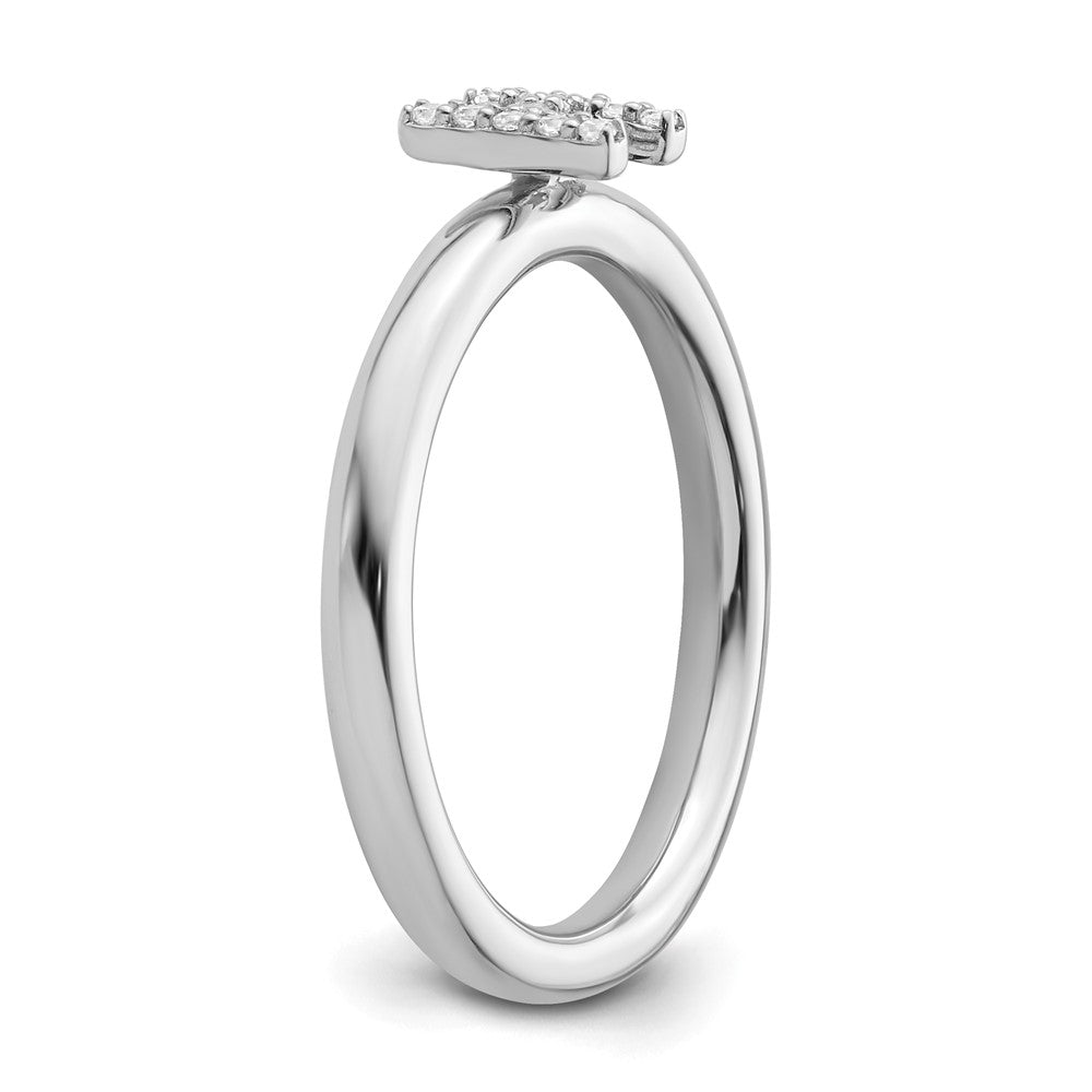 14K Weißgold Stapelbar Diamant Initiale H Größe 7 Ring