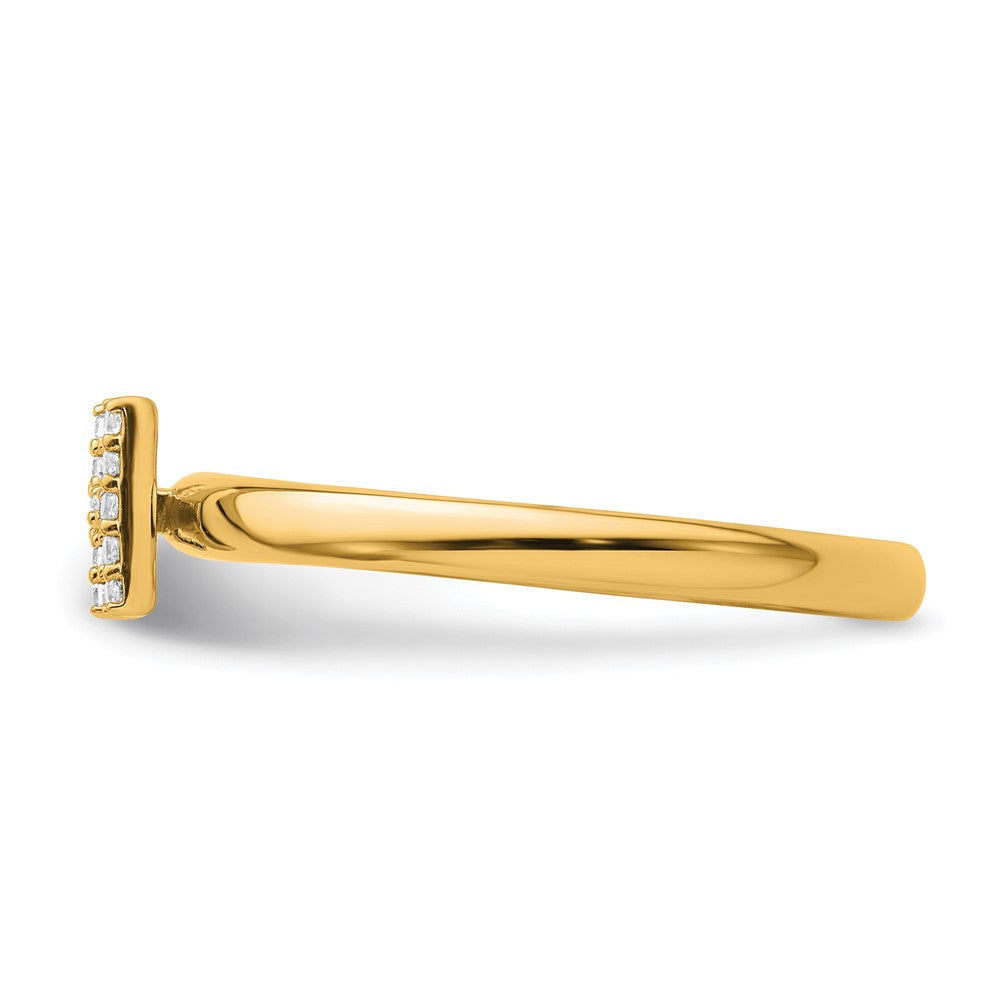 14K Gelbgold Stapelbar Diamant Initiale H Größe 7 Ring
