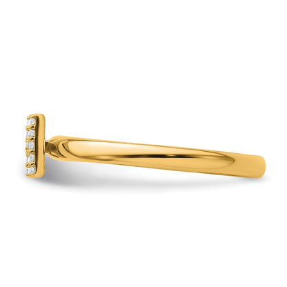 14K Gelbgold Stapelbar Diamant Initiale H Größe 7 Ring