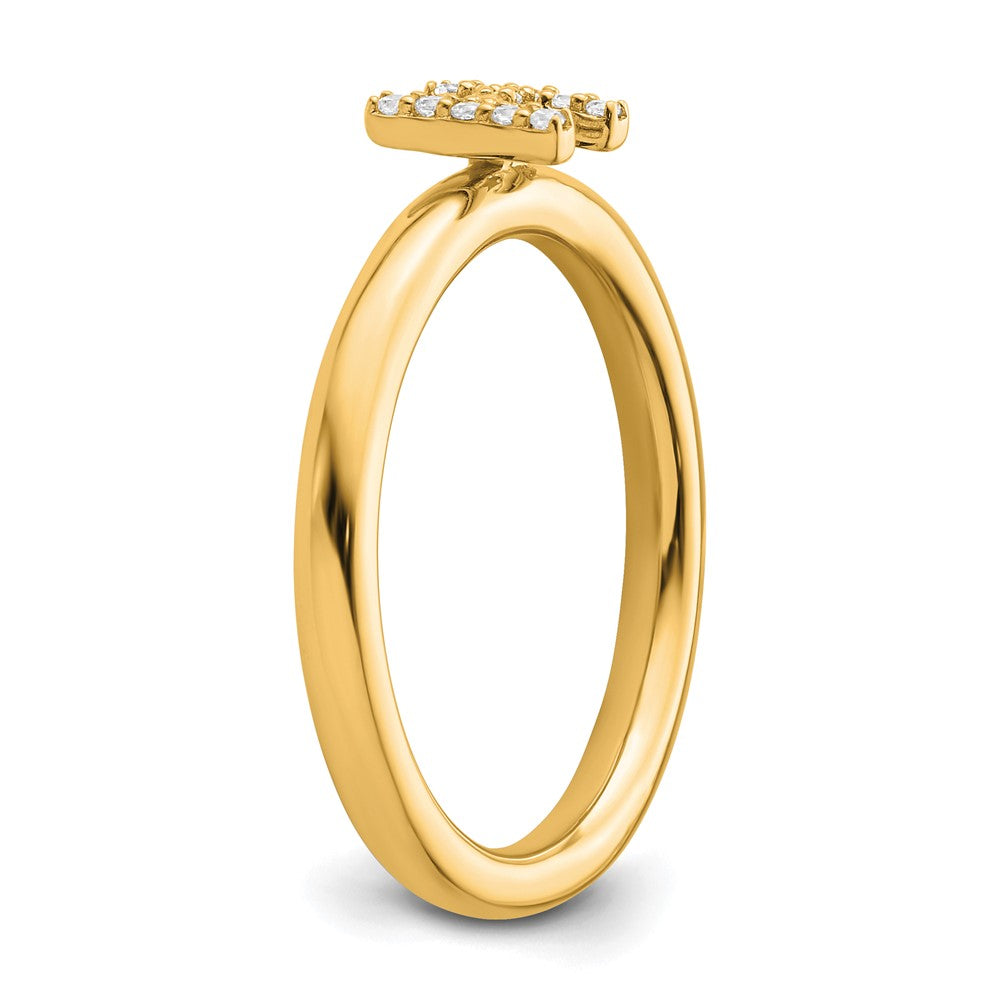 14K Gelbgold Stapelbar Diamant Initiale H Größe 7 Ring