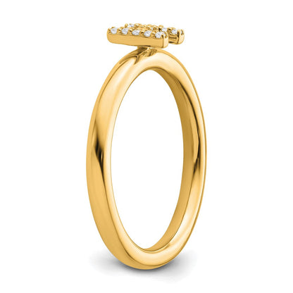 14K Gelbgold Stapelbar Diamant Initiale H Größe 7 Ring