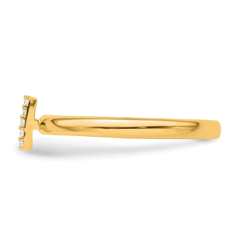 14K Gelbgold Stapelbar Diamant Initiale I Größe 7 Ring
