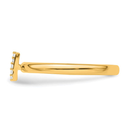 14K Gelbgold Stapelbar Diamant Initiale I Größe 7 Ring