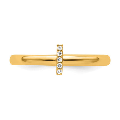 14K Gelbgold Stapelbar Diamant Initiale I Größe 7 Ring