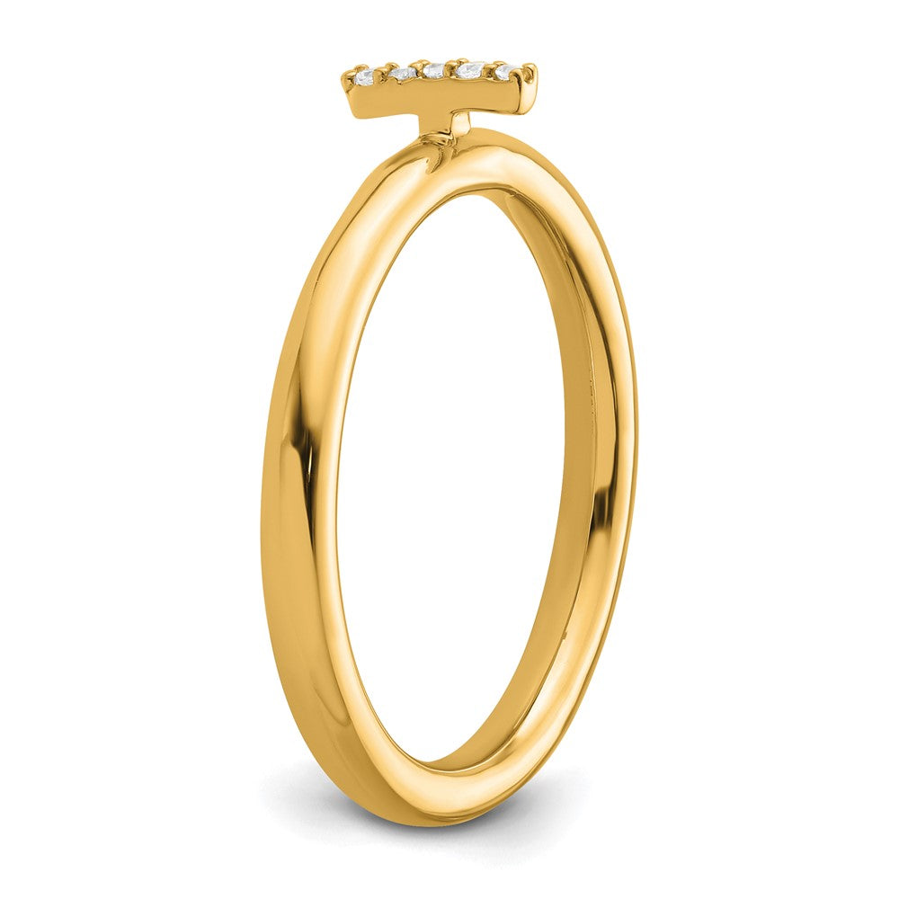 14K Gelbgold Stapelbar Diamant Initiale I Größe 7 Ring