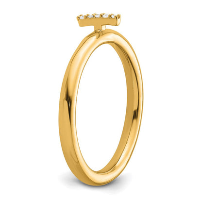 14K Gelbgold Stapelbar Diamant Initiale I Größe 7 Ring