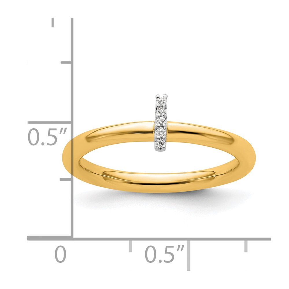 14K Gelbgold Stapelbar Diamant Initiale I Größe 7 Ring