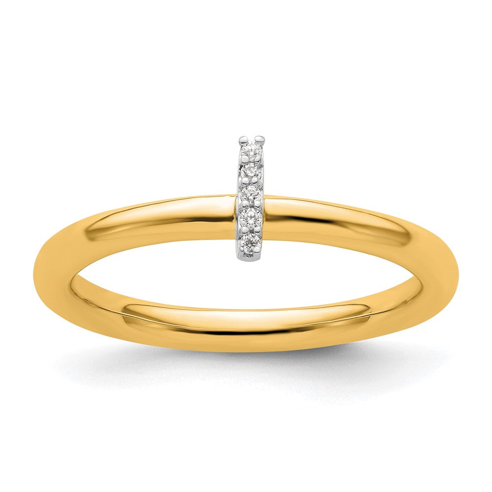 14K Gelbgold Stapelbar Diamant Initiale I Größe 7 Ring