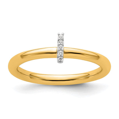 14K Gelbgold Stapelbar Diamant Initiale I Größe 7 Ring