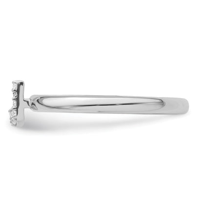 14K Weißgold Stapelbar Diamant Initiale J Größe 7 Ring