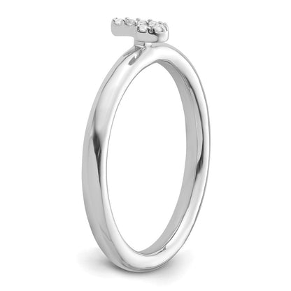 14K Weißgold Stapelbar Diamant Initiale J Größe 7 Ring
