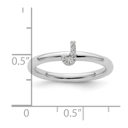 14K Weißgold Stapelbar Diamant Initiale J Größe 7 Ring