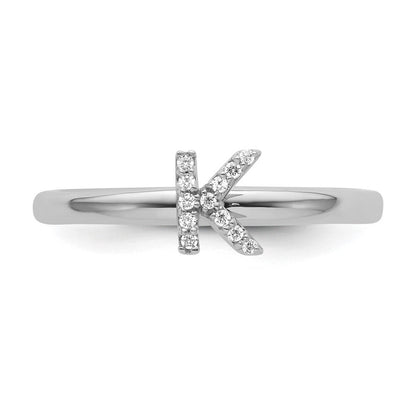 14K Weißgold Stapelbar Diamant Initiale K Größe 7 Ring