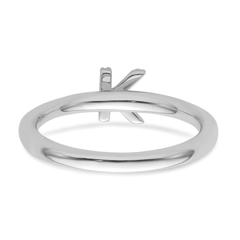 14K Weißgold Stapelbar Diamant Initiale K Größe 7 Ring