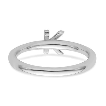 14K Weißgold Stapelbar Diamant Initiale K Größe 7 Ring