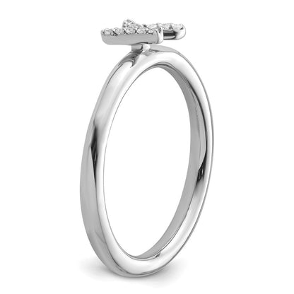 14K Weißgold Stapelbar Diamant Initiale K Größe 7 Ring
