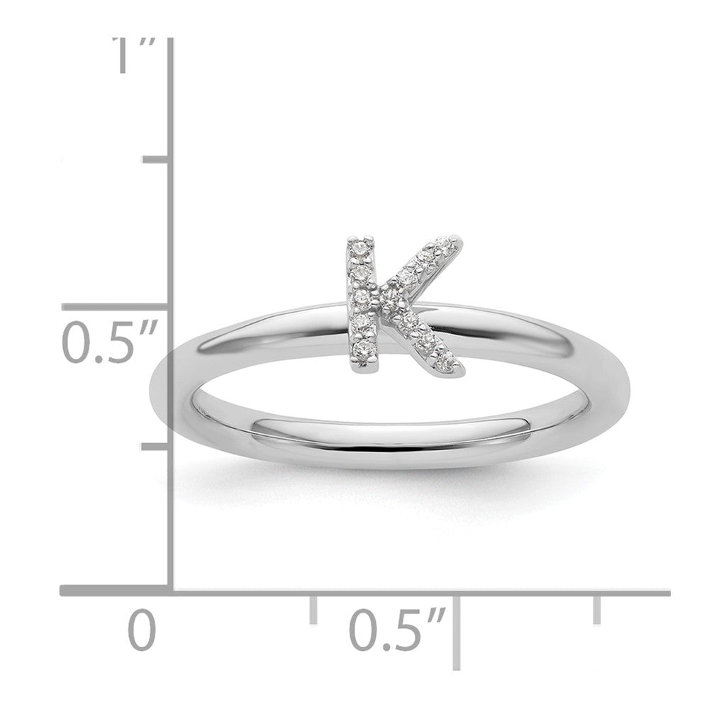 14K Weißgold Stapelbar Diamant Initiale K Größe 7 Ring