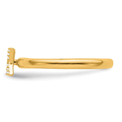 14K Gelbgold Stapelbar Diamant Initiale K Größe 7 Ring