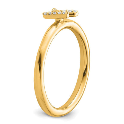 14K Gelbgold Stapelbar Diamant Initiale K Größe 7 Ring