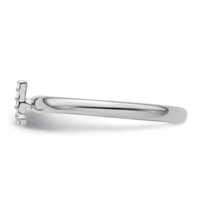 14K Weißgold Stapelbar Diamant Initiale L Größe 7 Ring