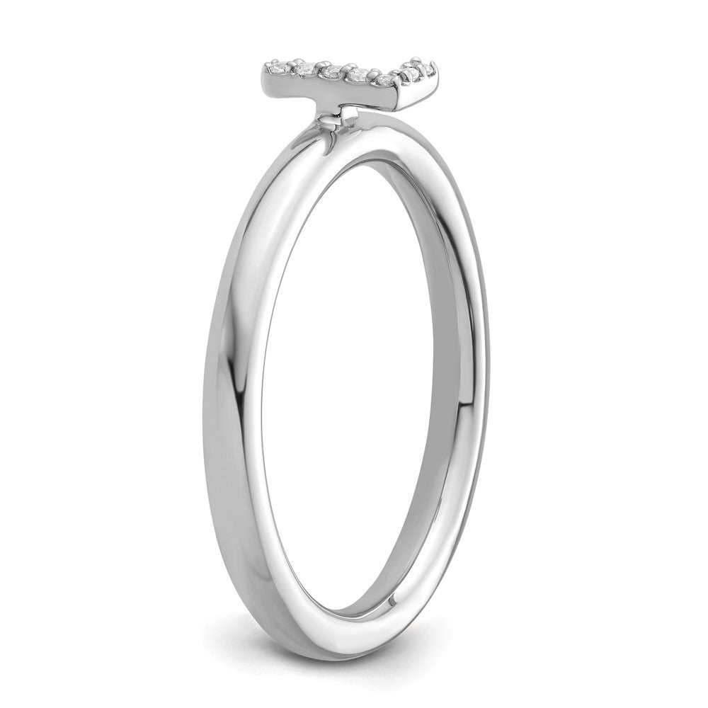14K Weißgold Stapelbar Diamant Initiale L Größe 7 Ring