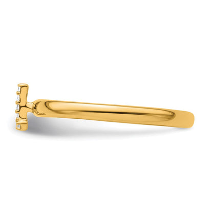 14K Gelbgold Stapelbar Diamant Initiale L Größe 7 Ring