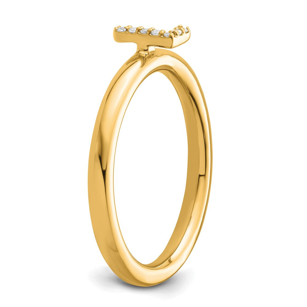 14K Gelbgold Stapelbar Diamant Initiale L Größe 7 Ring