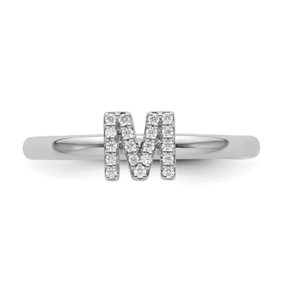 14K Weißgold Stapelbar Diamant Initiale M Größe 7 Ring