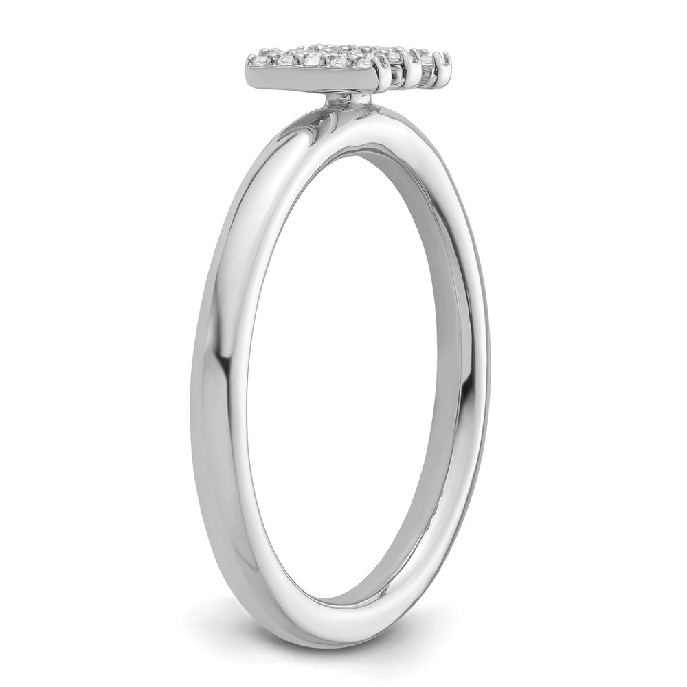 14K Weißgold Stapelbar Diamant Initiale M Größe 7 Ring