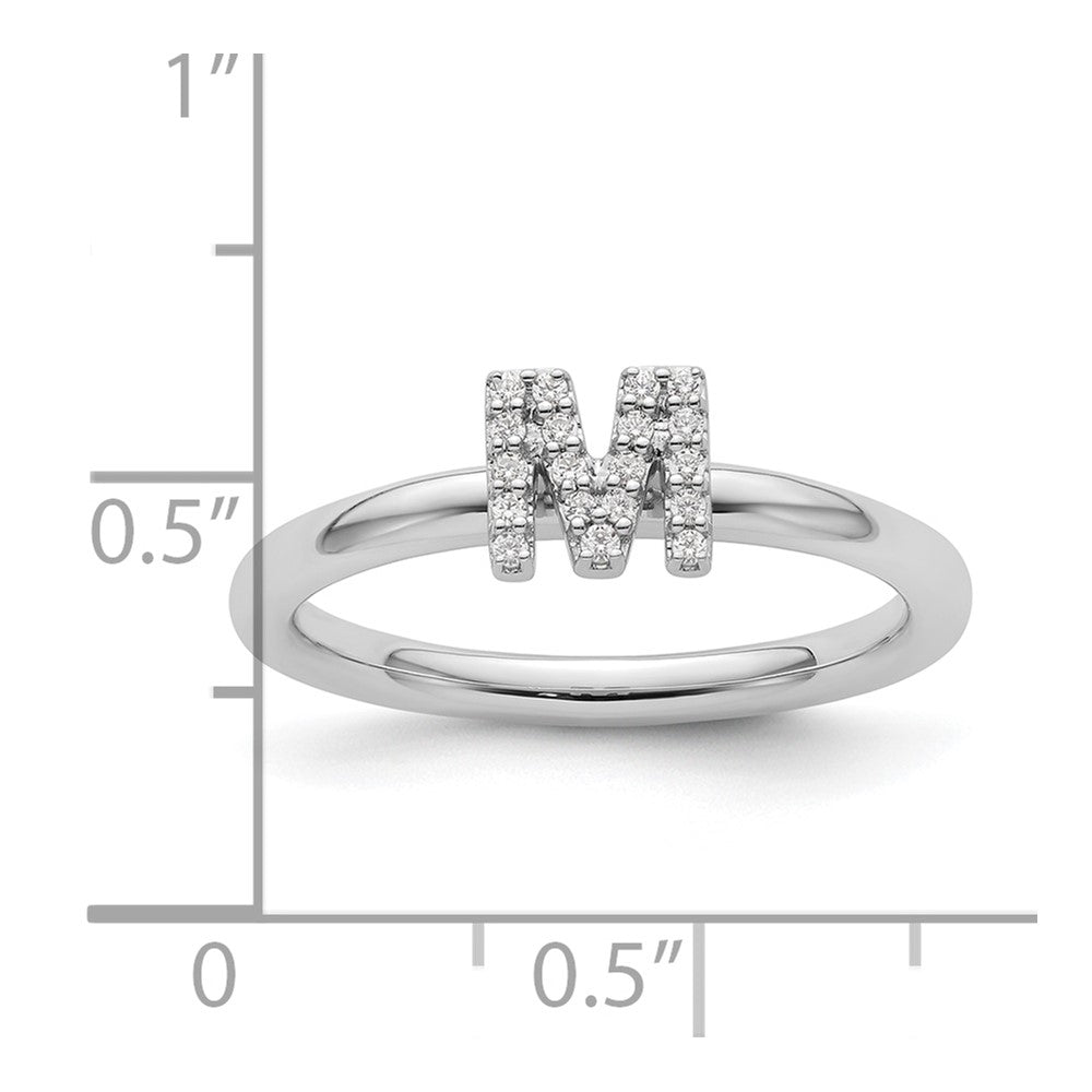14K Weißgold Stapelbar Diamant Initiale M Größe 7 Ring