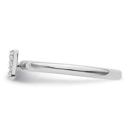 14K Weißgold Stapelbar Diamant Initiale N Größe 7 Ring
